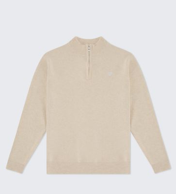 WALKER AND HUNT NEUTRAL CREAM KNITTED HALF ZIP