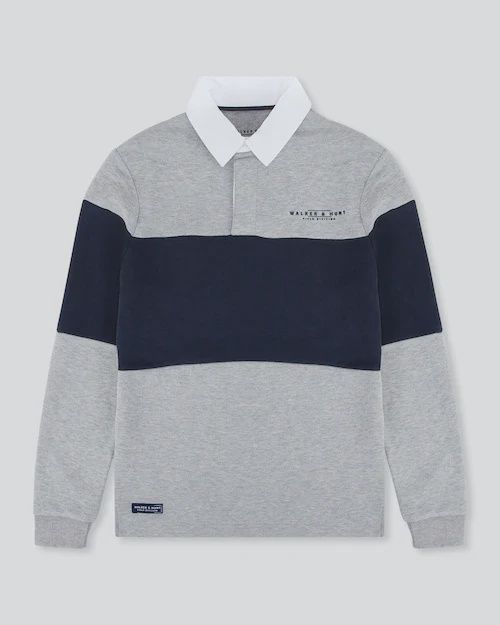 WALKER &amp; HUNT DENZEL GREY RUGBY SHIRT 007 - 010