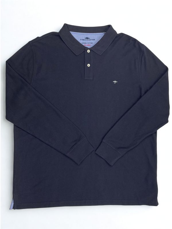 1312 1701 FYNCH HATTON POLO LONGSLEEVE COL 685 NAVY