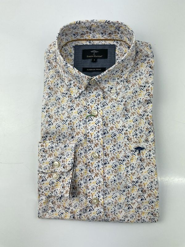 1309 5020 FYNCH HATTON COLOURFUL PRINT SHIRT COL 104