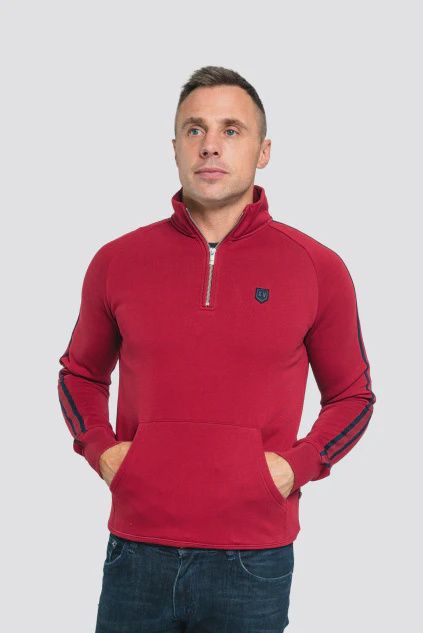 TUINE 1/4 ZIP FIREBRICK SPLIT