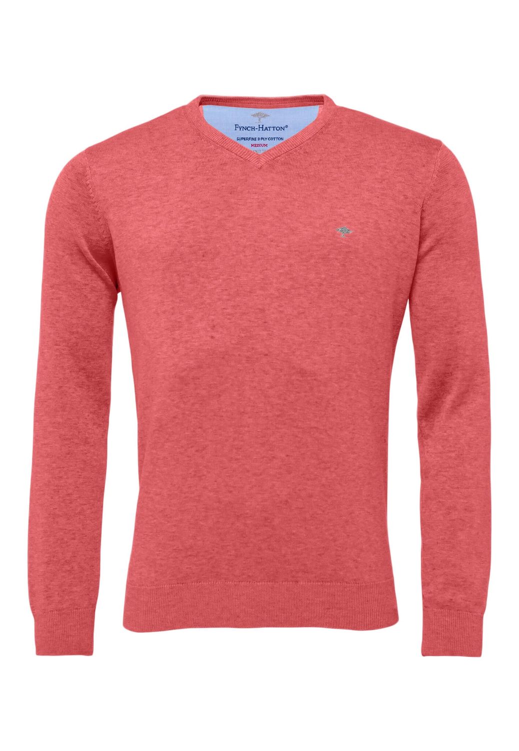 1313 211 FYNCH HATTON  V NECK KNIT 401 FLAMINGO