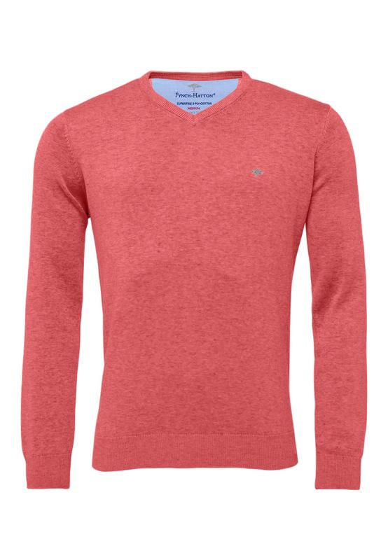 1313 211 FYNCH HATTON  V NECK KNIT 401 FLAMINGO