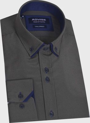 ADVISE DOUBLE COLLAR STRIPE SHIRT GREEN AD910