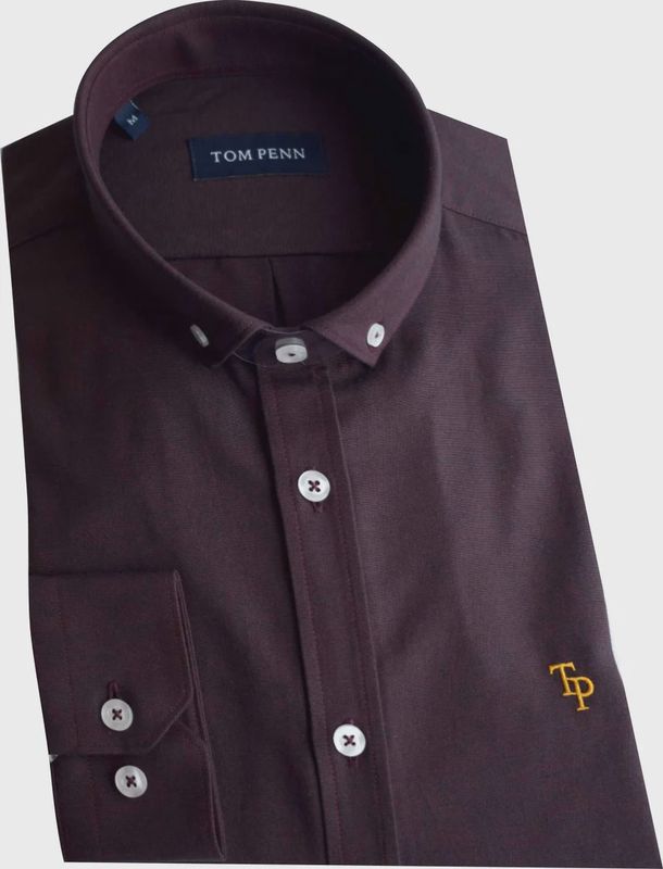 TOM PENN L/S SHIRT BURGUNDY TP330
