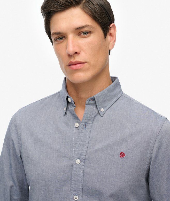 SUPERDRY CLASSIC OXFORD LS SHIRT OCEAN NAVY CHAMBRAY M4011037A