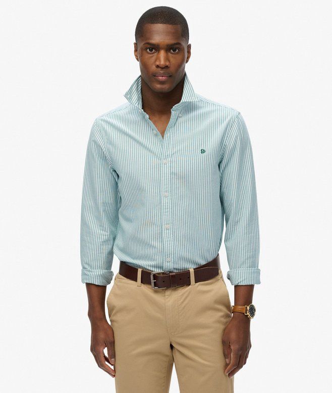 SUPERDRY CLASSIC OXFORD LS SHIRT PEPPERMINT CHALK STRIPE M4011037A