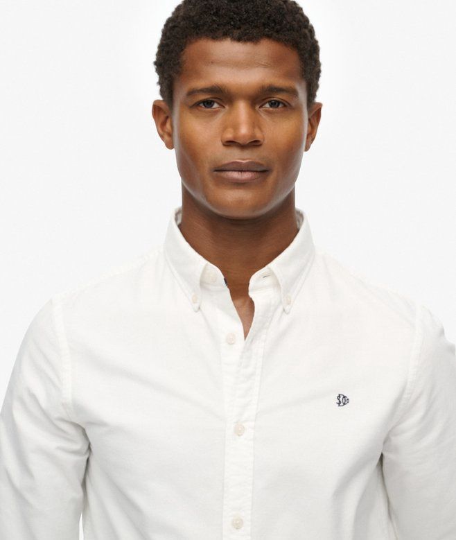 SUPERDRY CLASSIC OXFORD LS SHIRT OPTIC WHITE OXFORD  M4011037A