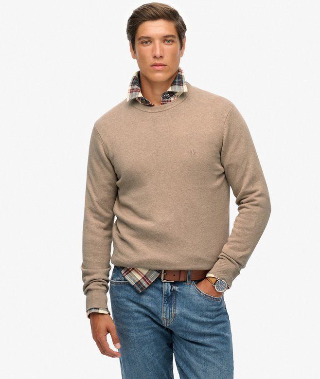 SUPERDRY ESSENTIALS COTTON JUMPER TAUPE MARL M6110691A