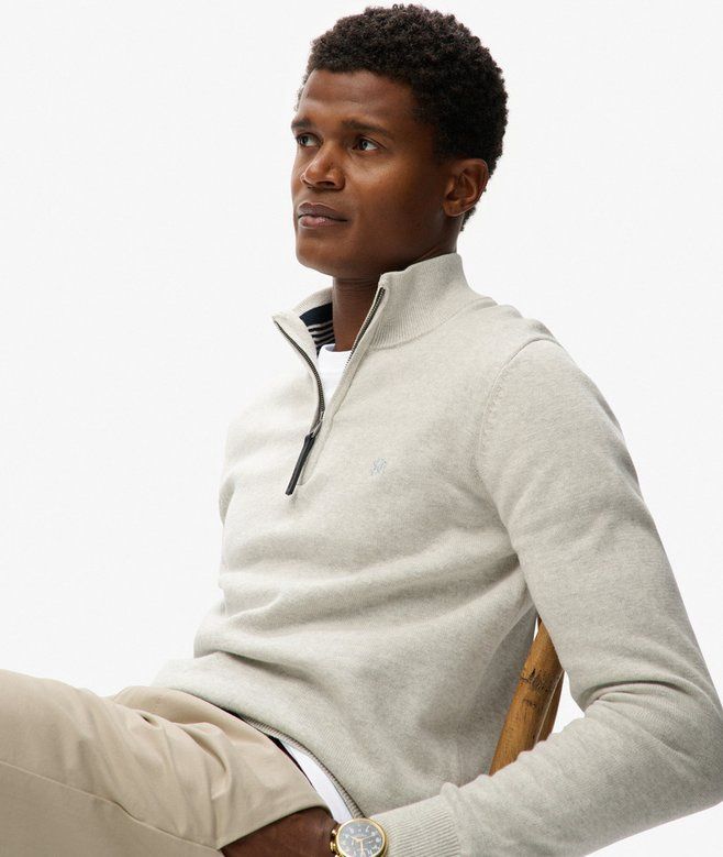 SUPERDRY ESSENTIALS COTTON HALF ZIP LIGHTNING GREY MARL M6110690A