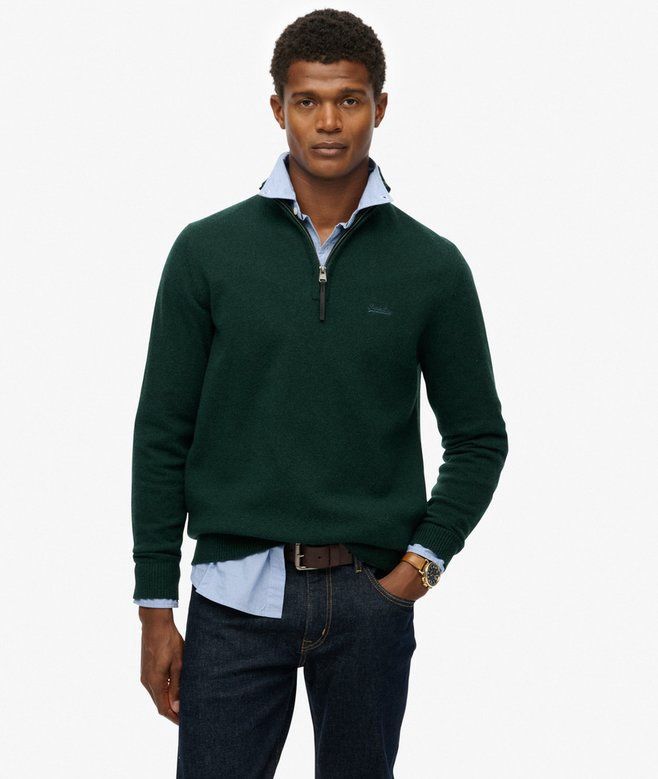 SUPERDRY WOOL BLEND HALF ZIP JUMPER FOREST GREEN MARL M6110688A
