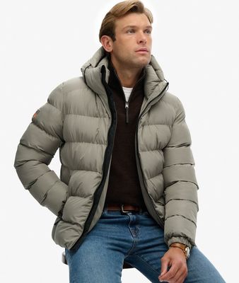 SUPERDRY HOODED SPORTS PUFFER JACKET LIGHT KHAKI GREEN M5011905A