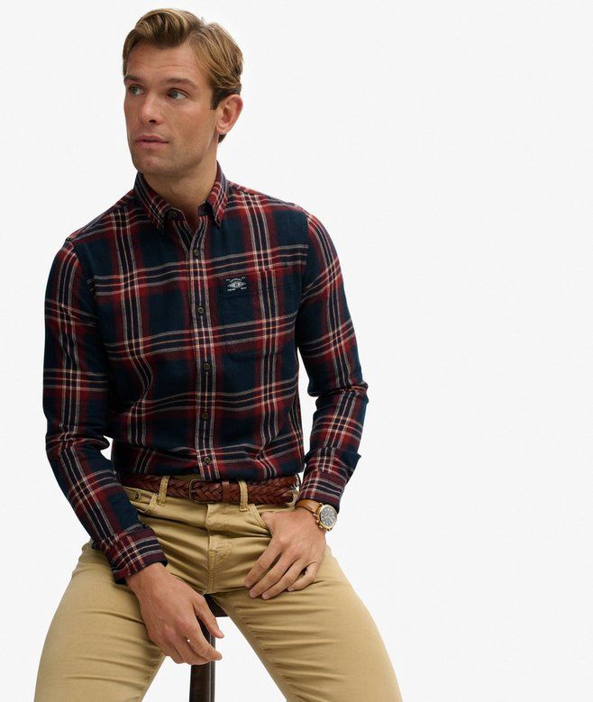 SUPERDRY LS COTTON LUMBERJACK SHIRT MICHIGAN CHECK NAVY M4011047A