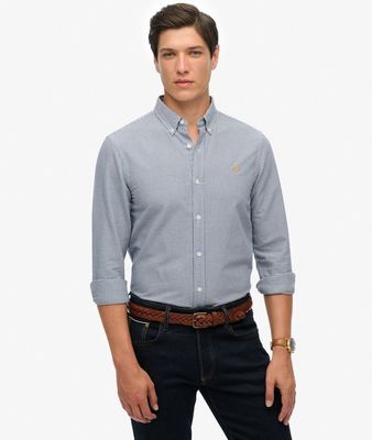 SUPERDRY CLASSIC OXFORD LS SHIRT OCEAN NAVY GINGHAM M4011037A