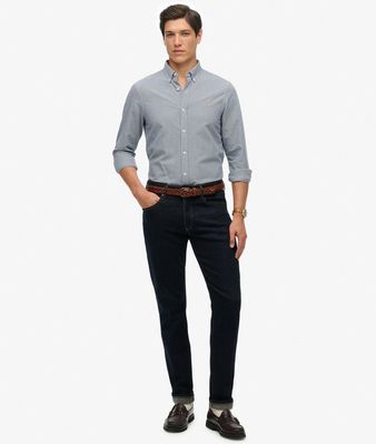 SUPERDRY CLASSIC OXFORD LS SHIRT OCEAN NAVY GINGHAM M4011037A