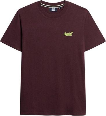 SUPERDRY ESSENTIAL LOGO EMB TEE TAWNTY PORT MARL/FLURO YELLOW M1011245A
