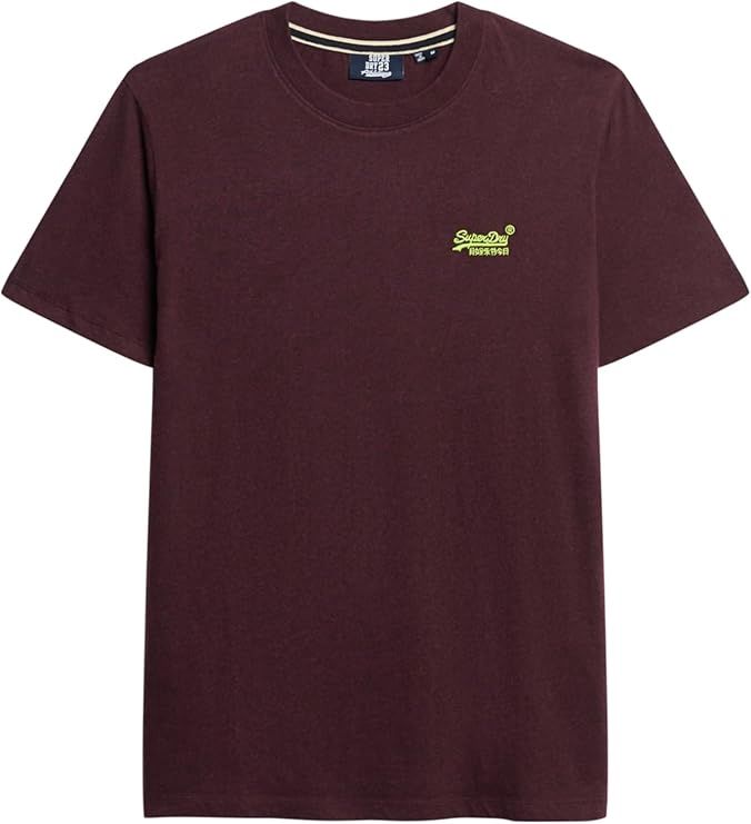 SUPERDRY ESSENTIAL LOGO EMB TEE TAWNTY PORT MARL/FLURO YELLOW M1011245A