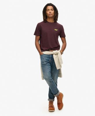 SUPERDRY ESSENTIAL LOGO EMB TEE TAWNTY PORT MARL/FLURO YELLOW M1011245A