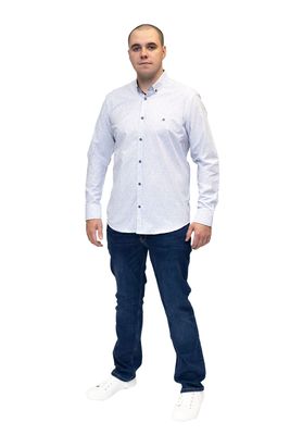 ML252272 VALLEY LS SHIRT WHITE/NAVY
