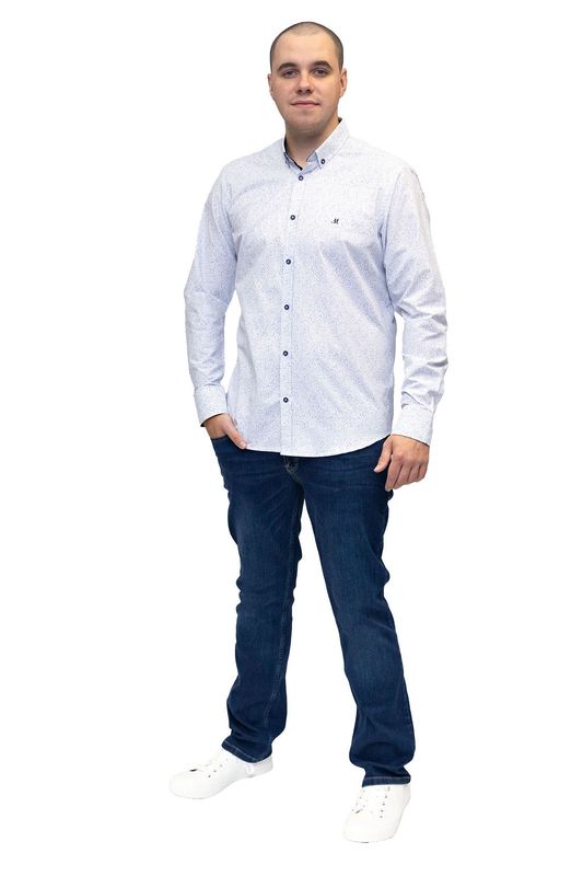 ML252272 VALLEY LS SHIRT WHITE/NAVY
