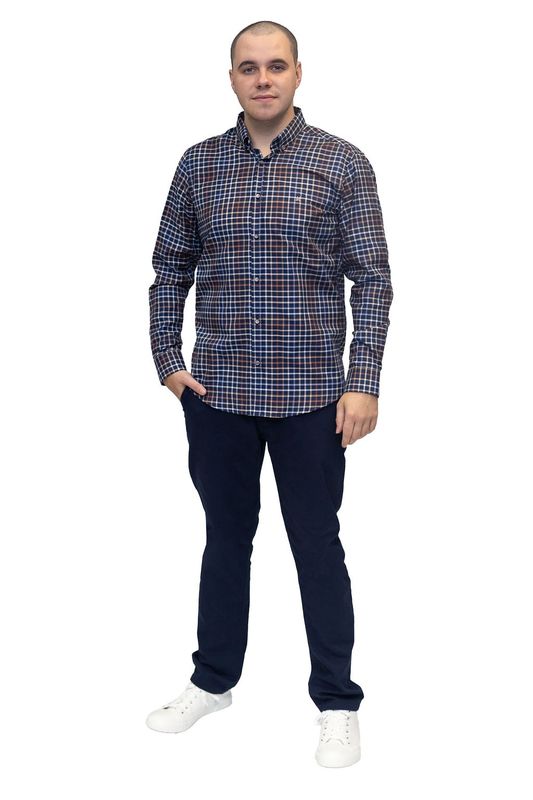ML252280 JUSTIN CHECK SHIRT NAVY CHECK