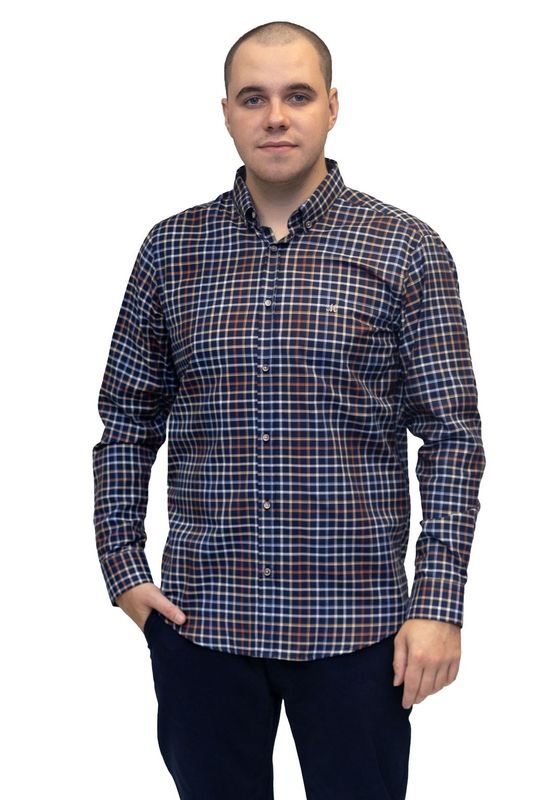 ML252280 JUSTIN CHECK SHIRT NAVY CHECK