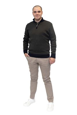ML351470 RIVER 1/4 ZIP KNIT FOREST