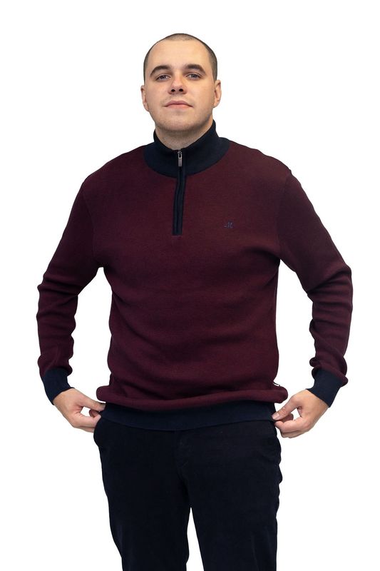ML351470 RIVER 1/4 ZIP KNIT DK BURGUNDY/NA