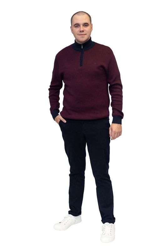 ML351470 RIVER 1/4 ZIP KNIT DK BURGUNDY/NA