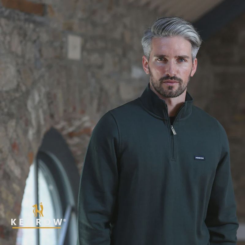 KR9 03567 CALEB HALF ZIP DARK OLIVE