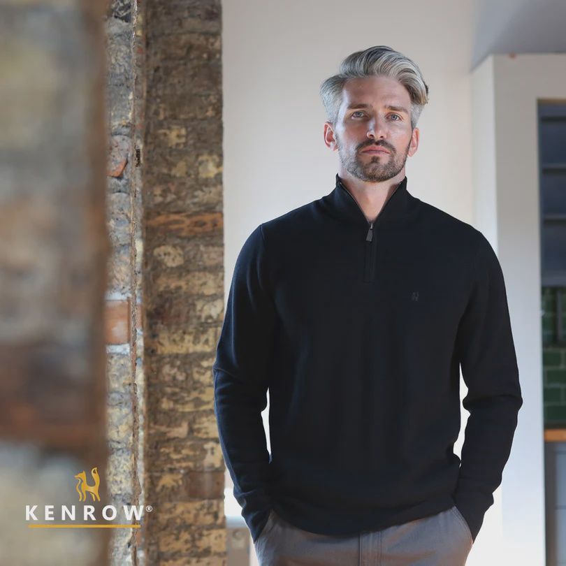 KR9 23001 WARREN HALF ZIP KNIT BLACK