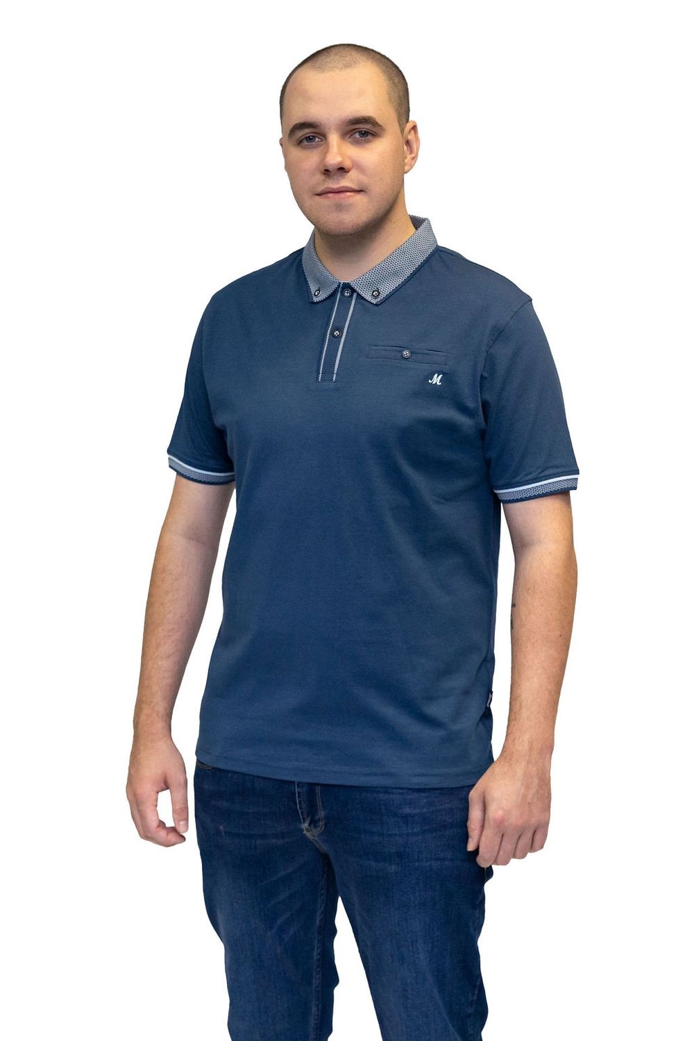 ML211521 MATTY 200GSM B/D JERSEY POLO  DARK DENIM