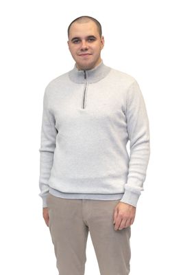 ML351470 RIVER 1/4 ZIP KNIT ECRU/GREY