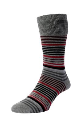 HJ648 GRADUATED STRIPE COMFORT SOCK LIGHT GREY