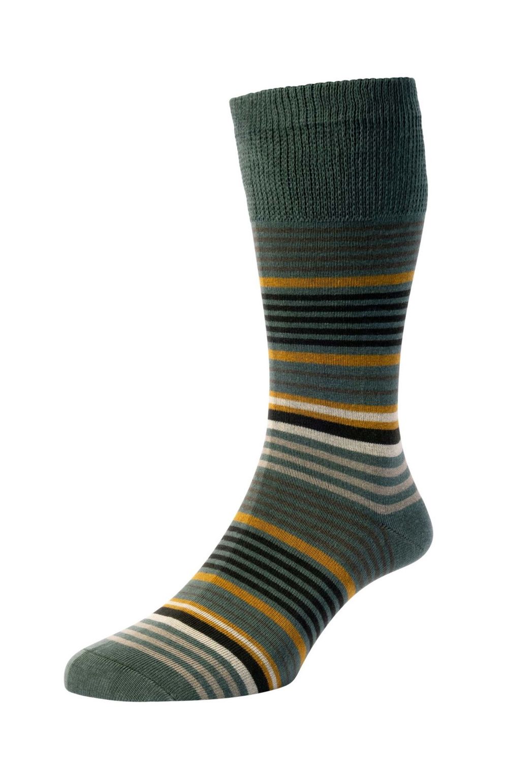 HJ648 GRADUATED STRIPE COMFORT SOCK KHAKI