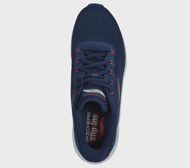 SKECHERS MENS ARCH FIT  2.0 LESTUR NAVY/RED 232712