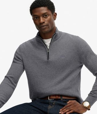 SUPERDRY WOOL BLEND HALF ZIP JUMPER BLUE GREY MARL  M6110688A