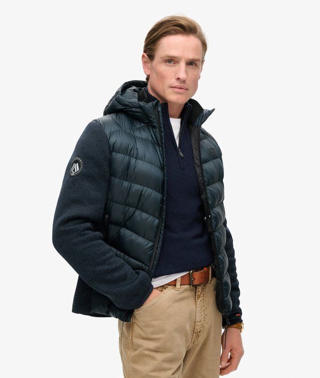 SUPERDRY HOODED STORM KNIT HYBRID JKT ECLIPSE NAVY M5012293A