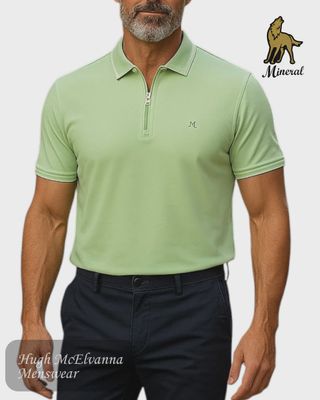 ML211520 EOIN ZIP NECK 200GSM POLO BIRDS EGG