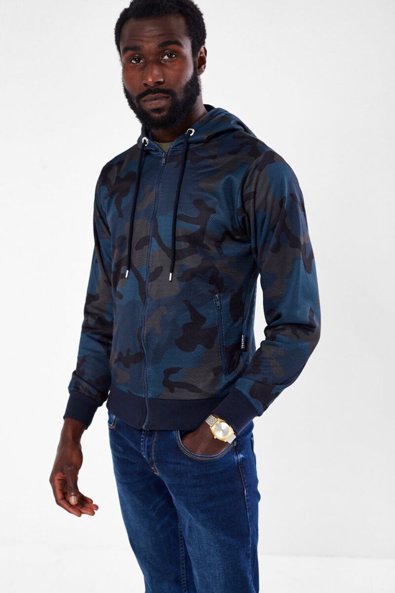 HIERRO  ZIP HOOD NAVY CAMO