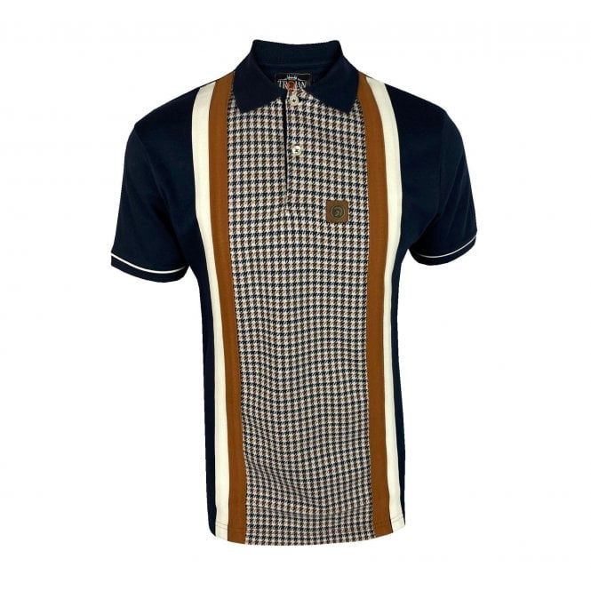 TR8667 TROJAN HOUNDSTOOTH PANEL POLO NAVY