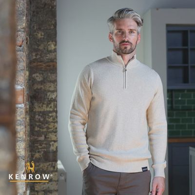 KR9 22234 VINCE HALF ZIP KNIT SAND MELANGE