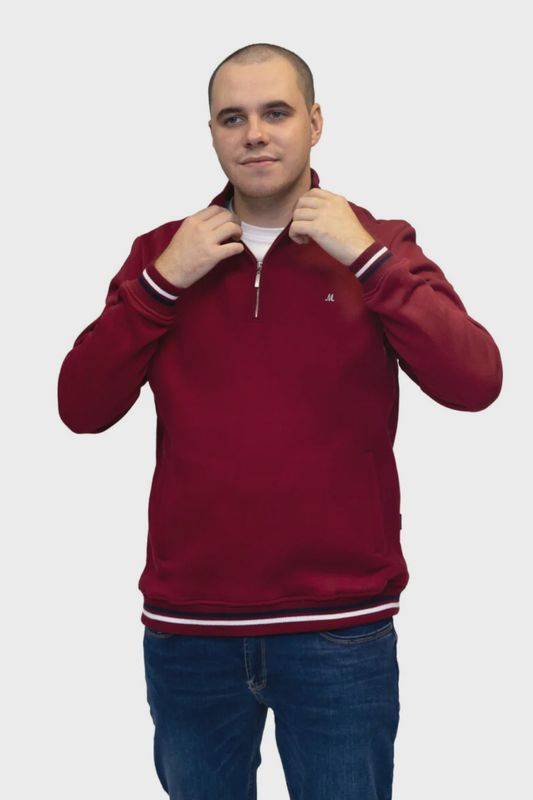 ML301582 TOPRAK 1/4 ZIP FLEECE BURGUNDY
