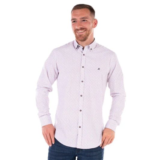 ML252213 NEAGH LONG SLEEVE STRETCH SHIRT WHITE/RED
