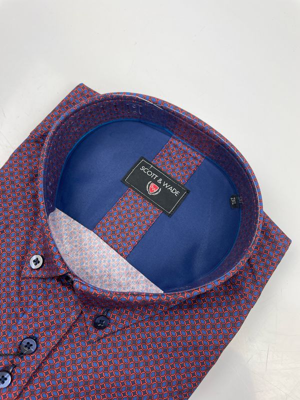 SWLS5371 HAZEL LS PRINT SHIRT BURGUNDY
