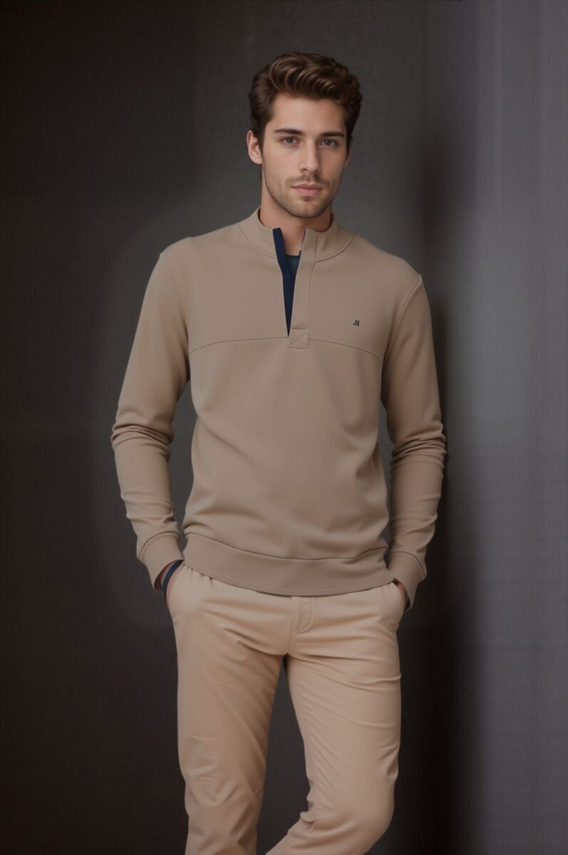 ML301581 RIDLEY 1/4 ZIPFUNNEL NECK DARK STONE