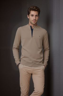 ML301581 RIDLEY 1/4 ZIPFUNNEL NECK DARK STONE