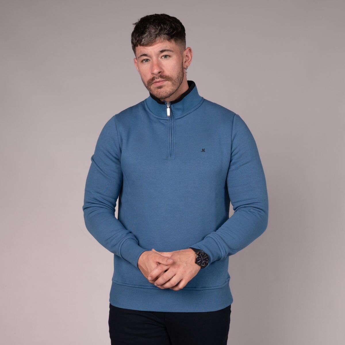 REY 1/4 ZIP 300GEM SWEAT ML301359 MID BLUE