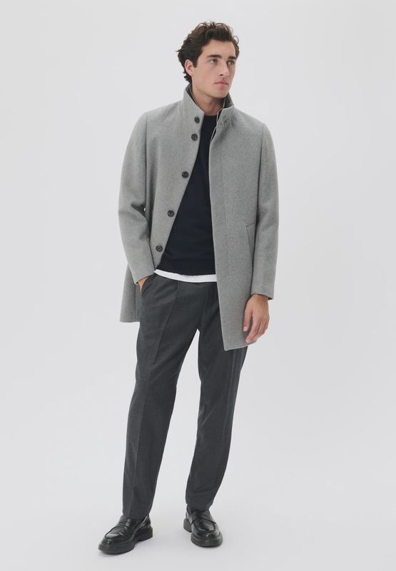 HARVEY N CLASSIC WOOL OVERCOAT 300272 LIGHT GREY MELANGE 30203845