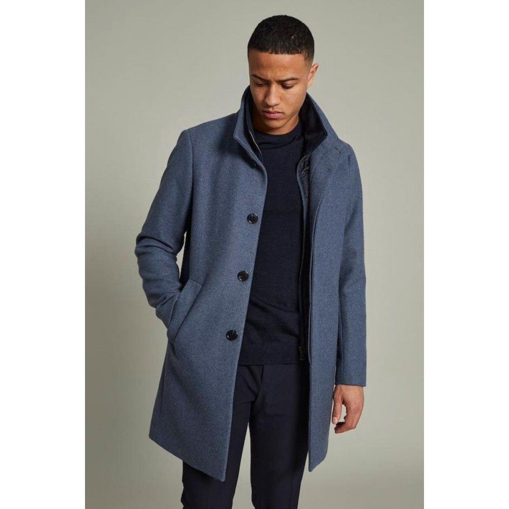HARVEY N CLASSIC WOOL OVERCOAT 194026 DUST BLUE 30203845